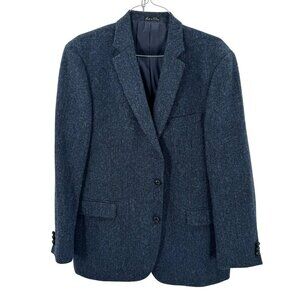 Harris Tweed 100% Wool Navy Herringbone Blazer Mens 44L
